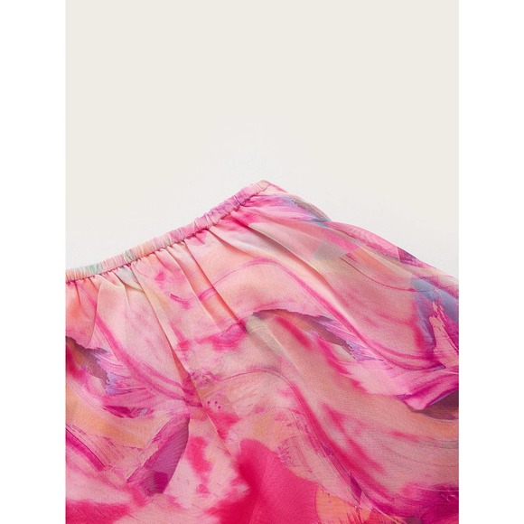 boho Lantern Sleeve Knot Cutout Waist Chiffon Romper - Picture 10 of 11